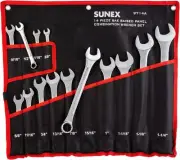 Sunex 9714 SAE Combination Wrench Set, 14 Piece, Polished, Durable Pouch