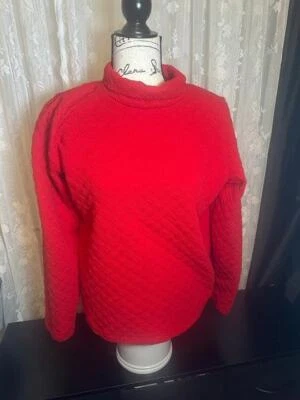 J.Crew Red Quilted Pullover Sweatshirt - Size Medium