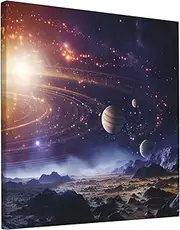 Canvas Wall Art for Living Room Wall Decor Modern Artwork Painting Pictures Hanging Canvas Prints Outer Space Galaxy Universe Aesthetic Wall Art for Bedroom Bathroom Office Wall Art Decor 12"x12"