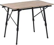 Portable Camping Table Lightweight Folding Table for Outdoor Picnic Telescopic Design Multipurpose Foldable Table with Wood Grain Finish Easy to Carry and Set Up