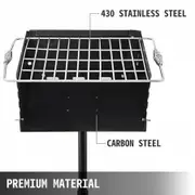 Outdoor Park Style Grill 16 x 16 Inch Park Style Charcoal Grill Carbon Steel Park Style BBQ Grill Height 50-in Adjustable Charcoal Grill with Stainless Steel Grate Outdoor Park Grill, In-ground