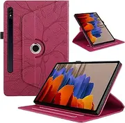 [TEDTIKJT] Case for Samsung Galaxy Tab S10 Ultra/Tab S9 Ultra/Tab S8 Ultra 14.6 Inch 2024/2023/2022 Protective Leather 360° Rotating Multi-Angle Stand Tree Flip Protective Tablet Case Red