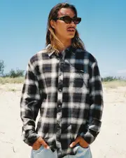 [Billabong] Billabong Men's Coastline Flannel Top in Chocolate Brown Size Large L Chocolate Brown