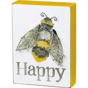Primitives by Kathy Wood String Art Sign Bee Happy Bumblebee