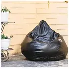 Bean Bag Cover Chair Sofa Cover Faux Leather Without Beans Black Size XXL