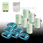 6X 4 USB PORT WALL ADAPTER+6FT CABLE POWER CHARGER AQUA FOR IPHONE 4S IPOD IPAD