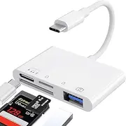 T Tersely 4in1 USB-C Memory Card Reader,Type C OTG Adapter with SD MicroSD/TF USB 3.0 & Charging, for iPhone 16/15 Pro/Max/Plus, MacBook Pro Air 2025-2016 M3 M2 M1 Mac/iPad,for Google Pixel,More
