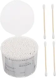 TOVINANNA 500Pcs Double Headed Cotton Sticks for Ear Cleaning Makeup Application and Household Use Reusable Wooden Cotton Swabs for Adults and Pets
