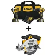 DEWALT Hammer Drill + Impact Driver Combo Kit + Circular Saw 20V MAX Cordless