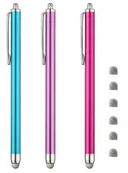 Stylus Pens for Touch Screens with Thin Fiber Tips (Pink/Purple/Aqua Blue)