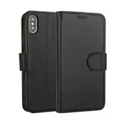 Fashion Black Cowhide Genuine Leather Wallet For iPhone XS MAX Case