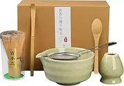 Matcha Whisk Set, 6-pcs Matcha Kit Set Includes Bowl with Spout and Bamboo Whisk, Bamboo Scoop, Spoon and Stainless Sifter, Ceramic Kit for Tea Lovers ﻿