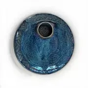 Georgetown Pottery Ikebana Vase Metal Pin Frog Blue & Tan Abstract NEW (other)