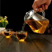 Heat Resistant Glass Teapot With Stainless Steel Infuser Lid Transparent Strong