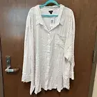 Torrid Long Sleeve Buttondown Top Ivory Mauve NWT Size 6 (30) Plus Size
