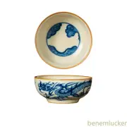 Ru Kiln Blue and White Dragon Pattern Personal Tea Cup Tea Tasting Single Cup