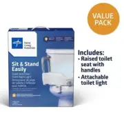 Medline G4-602KRX1 Toilet Seat Riser Kit w/ Motion Activated Night Light (2-Pcs)