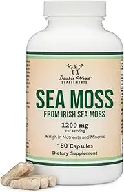 Irish Sea Moss Capsules, Ultra High Purity Potent Extract (180 Count, 1,200mg per Serving) (from Wildcrafted and Raw Chondrus Crispus) by Double Wood Supplements