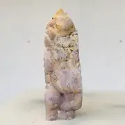 457g Natural Purple Chalcedony Grape Agate Quartz Crystal Wand Point Healing