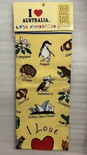 AUSTRALIA TEA TOWEL Sydney Opera House, Emu, Echidna, Frangipani, Emu, Platypus