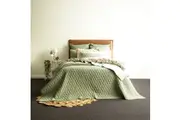Renee Taylor Diamante Queen King Bed Cotton Quilted Coverlet Pillowcases Juniper