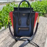 在飛比找PopChill優惠-[二手] 二手CELINE nano luggage 藍紅拼