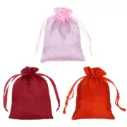 3Pcs Satin Bags with Draw string 6x9 Inch Wedding Favor Bags 3-Colors