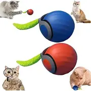 Electric Rolling Ball with Teasing Tail for Cats, Smart Interactive Cat Toy Ball, Automatic Moving Ball with Tail, Two-Speed Adjustment, Fun Indoor Play for Ki