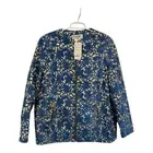 Helene Berman London Women’s M Jacquard Blue/Gold Metallic Full Zip Lined Jacket