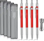 Welders Pencil, Mechanical Metal Marker Silver Pen with Built-in Sharpener for Welding, Fabrication, Woodworking