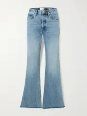 [FRAME] FRAME - The Lax Distressed High-rise Flared Jeans - Light denim - 27 27 Blue
