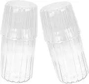 ABOOFAN 2pcs Transparent Glass Jug Elegant Beverage Pitcher with Cup Ergonomic Design for Easy Pouring for Parties Picnics and Home Use High Borosilicate Material