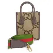 Gucci Jumbo GG Mini Tote Bag 699406 2WAY Diagonal Hanging Beige Brown