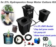 Hydroponic 27L Square DWC System Deep Water Culture 3 Pots System
