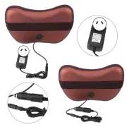 8 Kneading Rollers Heated Neck Shoulder Back Massage Pillow Cushion Brown