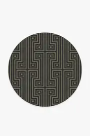 185' Round | Machine Washable Runner Rug | Kid & Pet Friendly | Indoor Rug | Jonathan Adler Greenwich Soft Black Tufted Rug | Ruggable