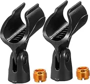 GOOHOCHY 2pcs Adjustable Microphone Holder Clip with Screw Adapter Durable Mic Stand Clamp for Secure Microphone Positioning Robust Construction for Live Streaming and Recording