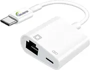 USB C to Ethernet Adapter with Charging, 2-in-1 USB C to RJ45 Network Adapter with 60W PD Fast Charging Supports 10/100Mbps for MacBook Pro, iPad Air, iPhone 15 Pro Max, Samsung Galaxy S24/S23