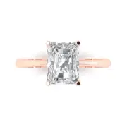 14K Rose Gold Solitaire Anniversary Ring, 2.5 ct Radiant Cut Simulated Diamond