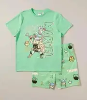 Boys size 12 MARVEL Green superheroes summer pyjamas pjs COTTON matching NEW 653