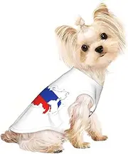 Russian Flag Map print Dog Shirts for Small Dogs Stretchy T-Shirts Lightweight Tank Top Sleeveless Striped Vest