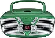 Proscan PRCD211-GREEN Retro Portable CD Radio Boombox with AM/FM Radio (Green)