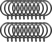 AHUNTTER 50 Pack 38mm Matte Black Metal Curtain Drapery Pole Rings with Curtain Hooks - Smooth Glider Curtain Rail Hanging Rings fit Rods up to 35mm Diameter