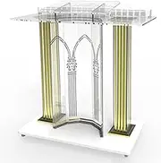 Transparent Acrylic Speech Altar with Casters - Floor-Standing Debate Stand for Church Conferences, Elevated Reading Podium with Rolling Pulpit