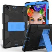 Catzon Silicone+PC Case 3-Layer Anti-fall Protective Cover Tablet Stand For Samsung Galaxy Tab A 10.1 inch T510(2019)-6black blue