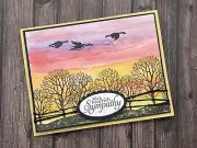 Stampin Up - Tree Silhouette Sympathy Card, Geese, Sunset, Sky, Watercolor