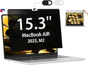 BlueSwan Magnetic Privacy Screen Filter compatible for MacBook Air 15.3" M3 A3114 M2 A2941 2023-2024 Release, Ultra-thin Removable Screen Protector + Privacy Camera Cover