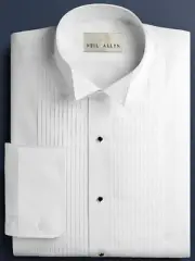 Neil Allyn White 1/4 Inch Pleat Wing Collar Tuxedo Shirt