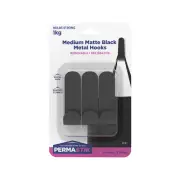 4 X Permastik 1kg Medium Matte Black Metal Hooks - 3 Pack