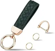[Hamdecro] Genuine Leather Car Keychain, Handmade Knit Sheepskin Key chains for Women, Universal Key Fob Holder…